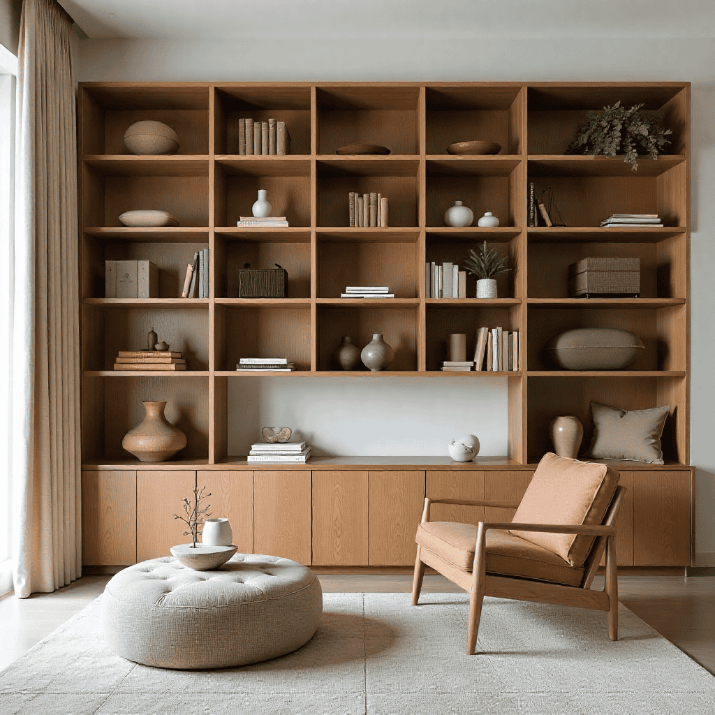 Estantería minimalista de roble